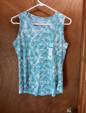 Blue Sol Luxey Teal Paisley Sleeveless Tank Top